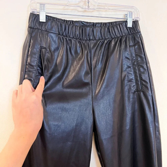 Mother Skippety Ankle Black Faux Vegan Leather Classic Straight Leg Pants Small - Picture 4 of 12